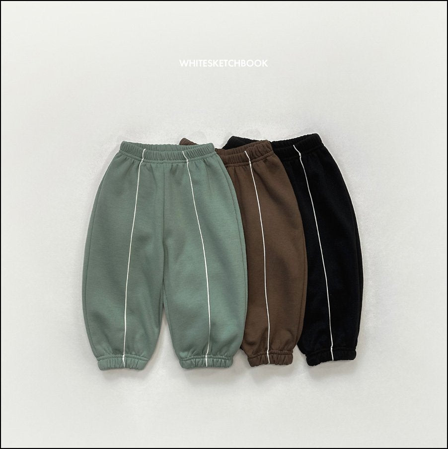 Fleece lined jogger pants with side line - white sketch book -19