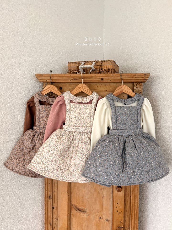 Floral Quilted Overall Skirt-ohho-1