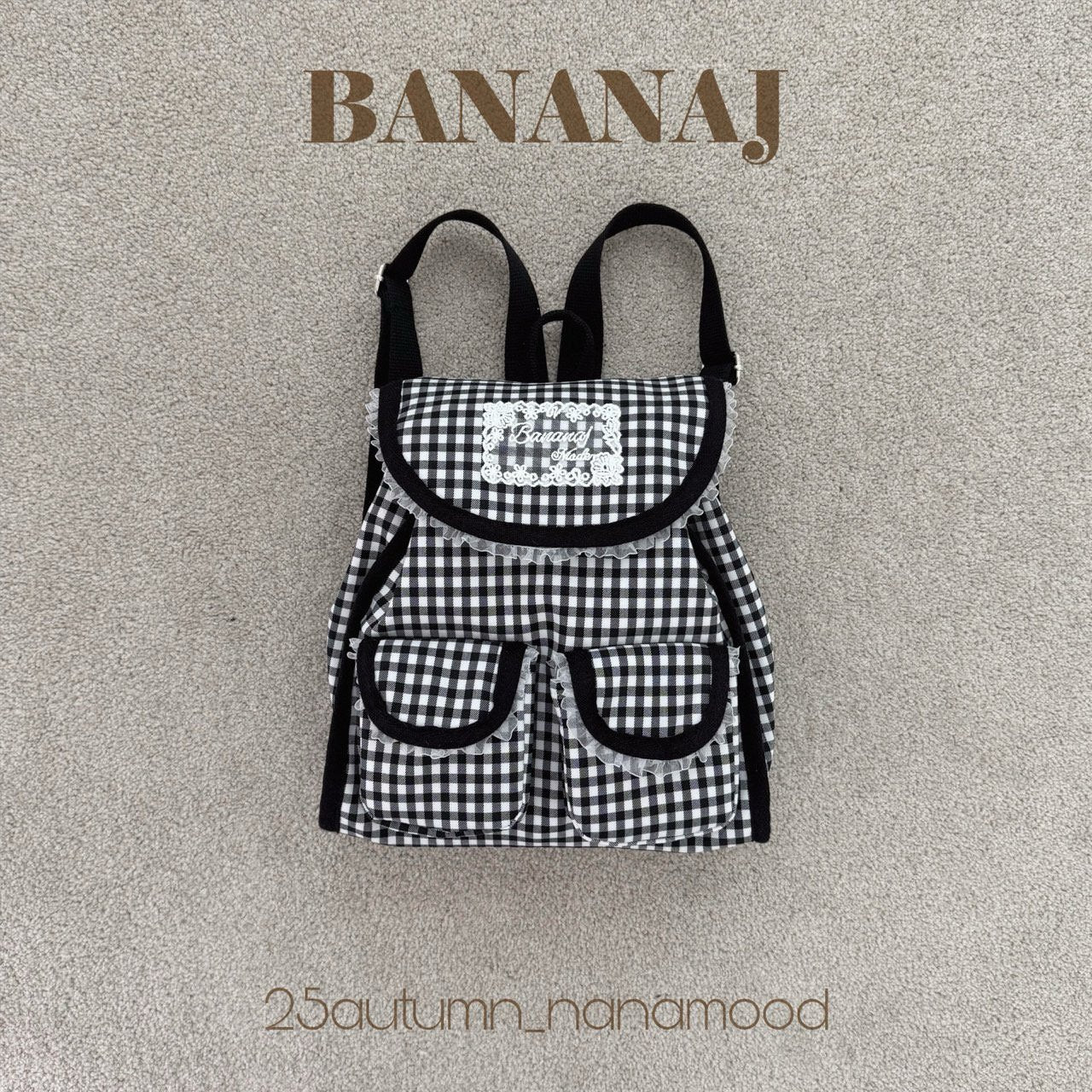 Secret Gingham backpack-banana.j-39