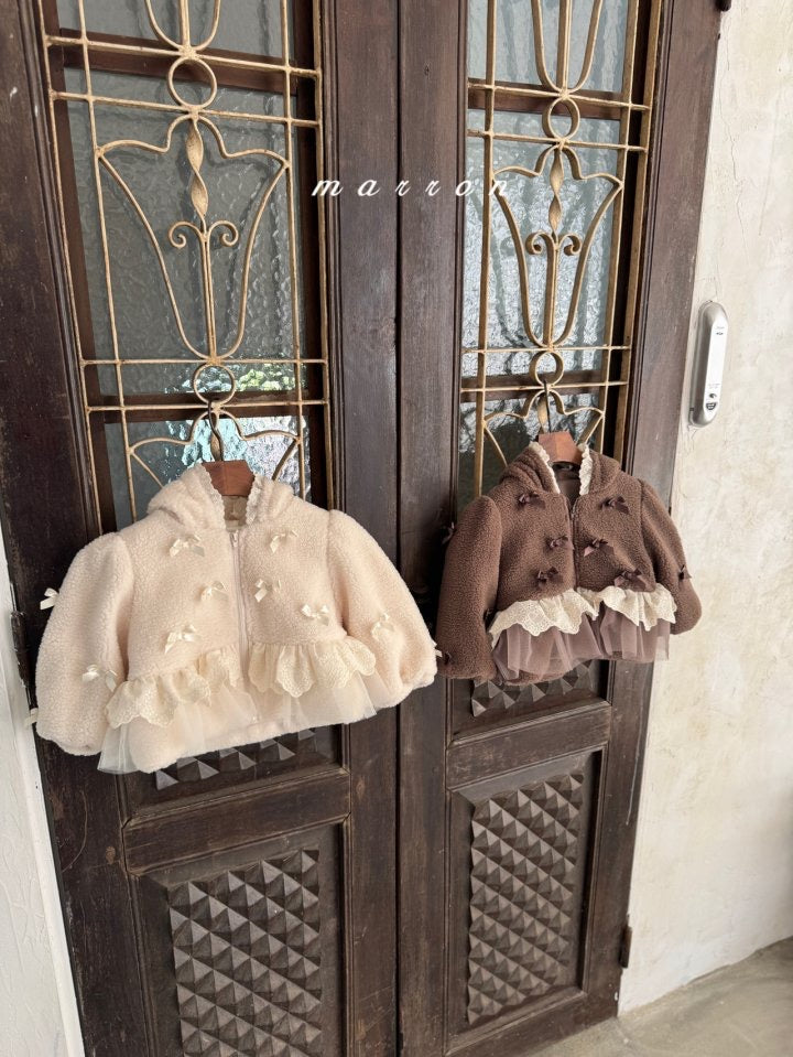 ribbon hood zip-up-marron-35