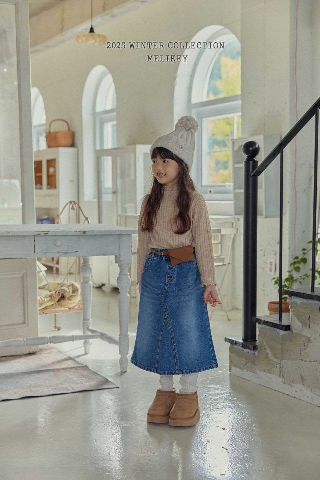 A-line long denim skirt-Melikey-27