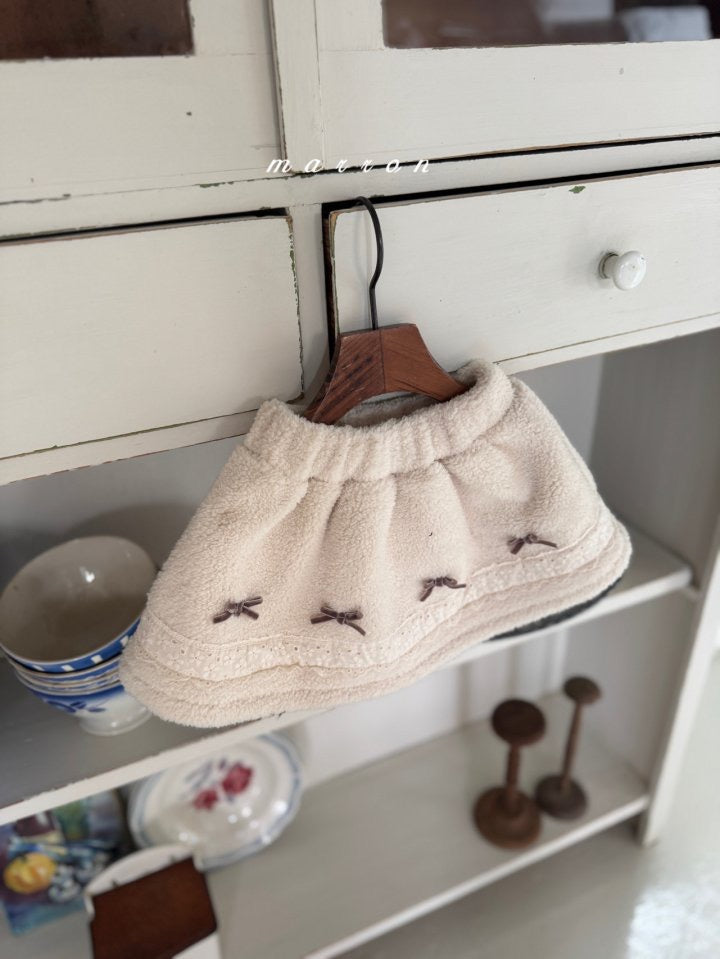 ribbon fur skirt-marron-11