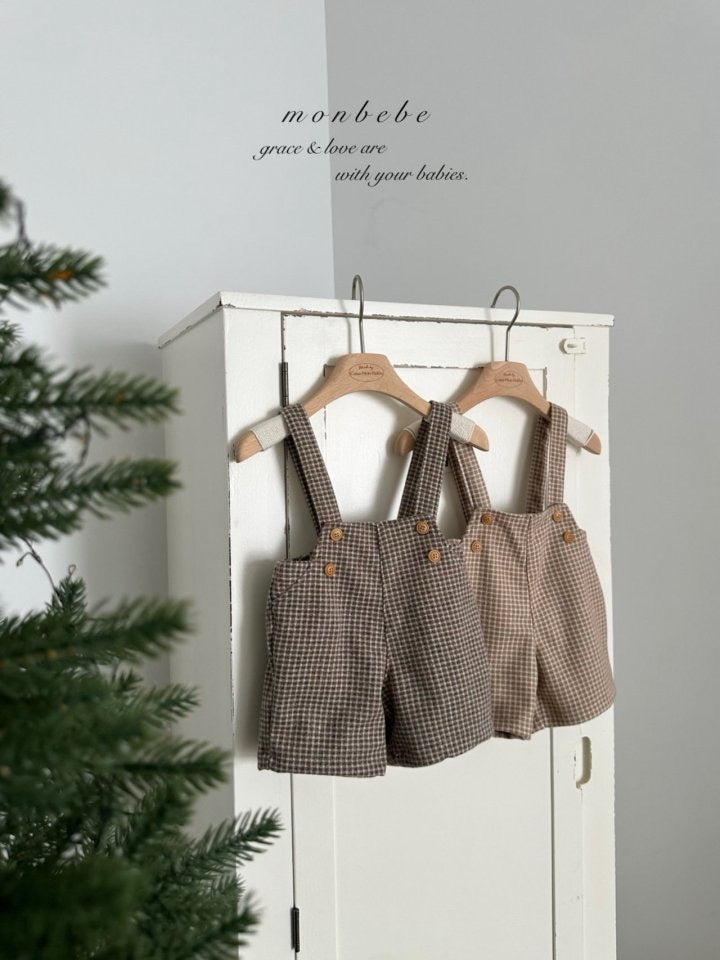 Window Check Suspender Pants - monbebe-9