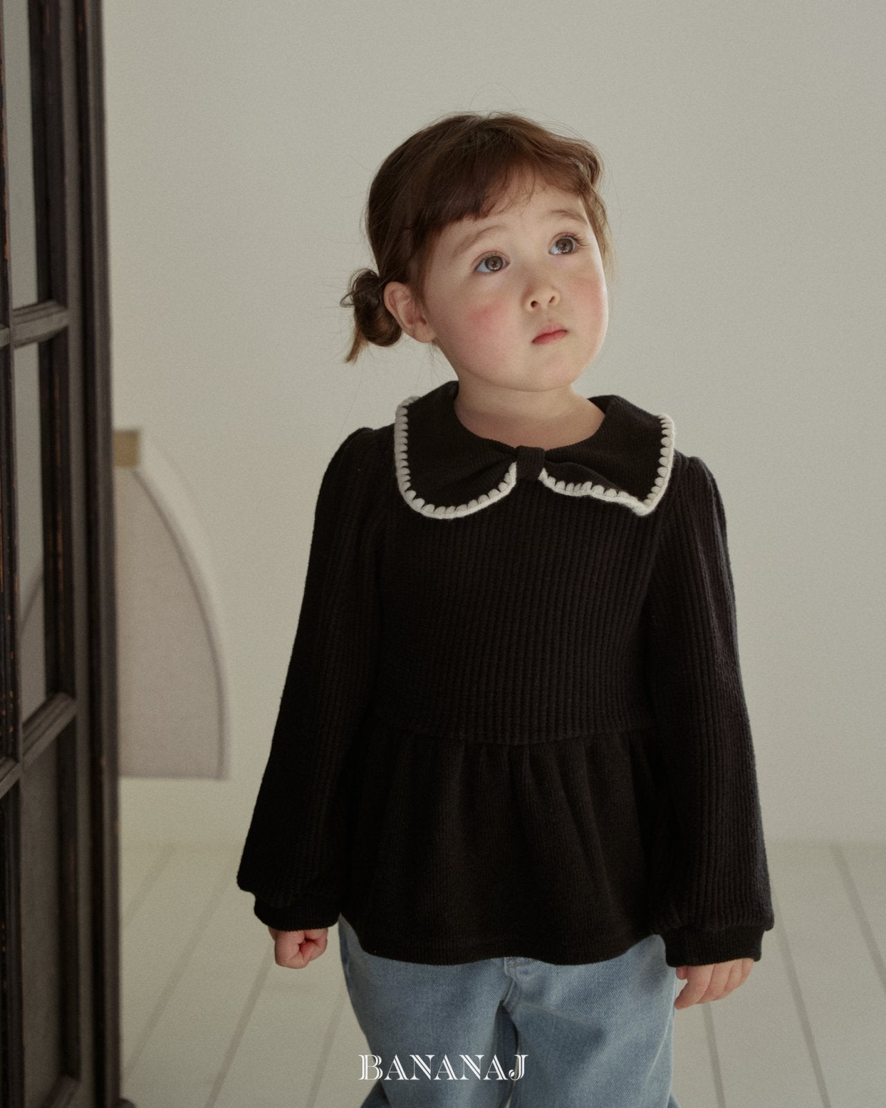 Ribbon waffle collar T-banana.j-22