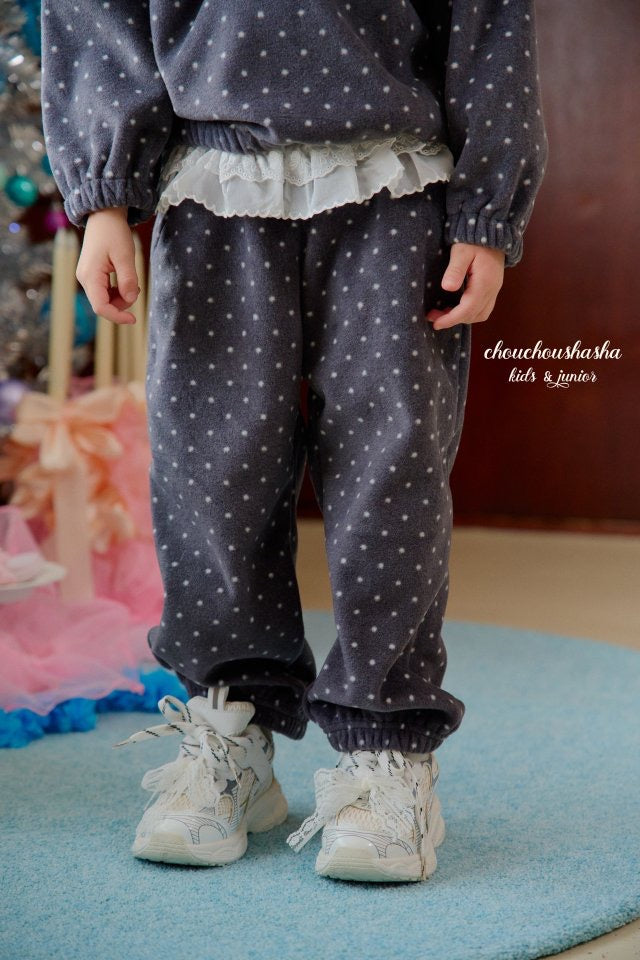 Dot Lace Fleece Pants - chouchoushasha - 18