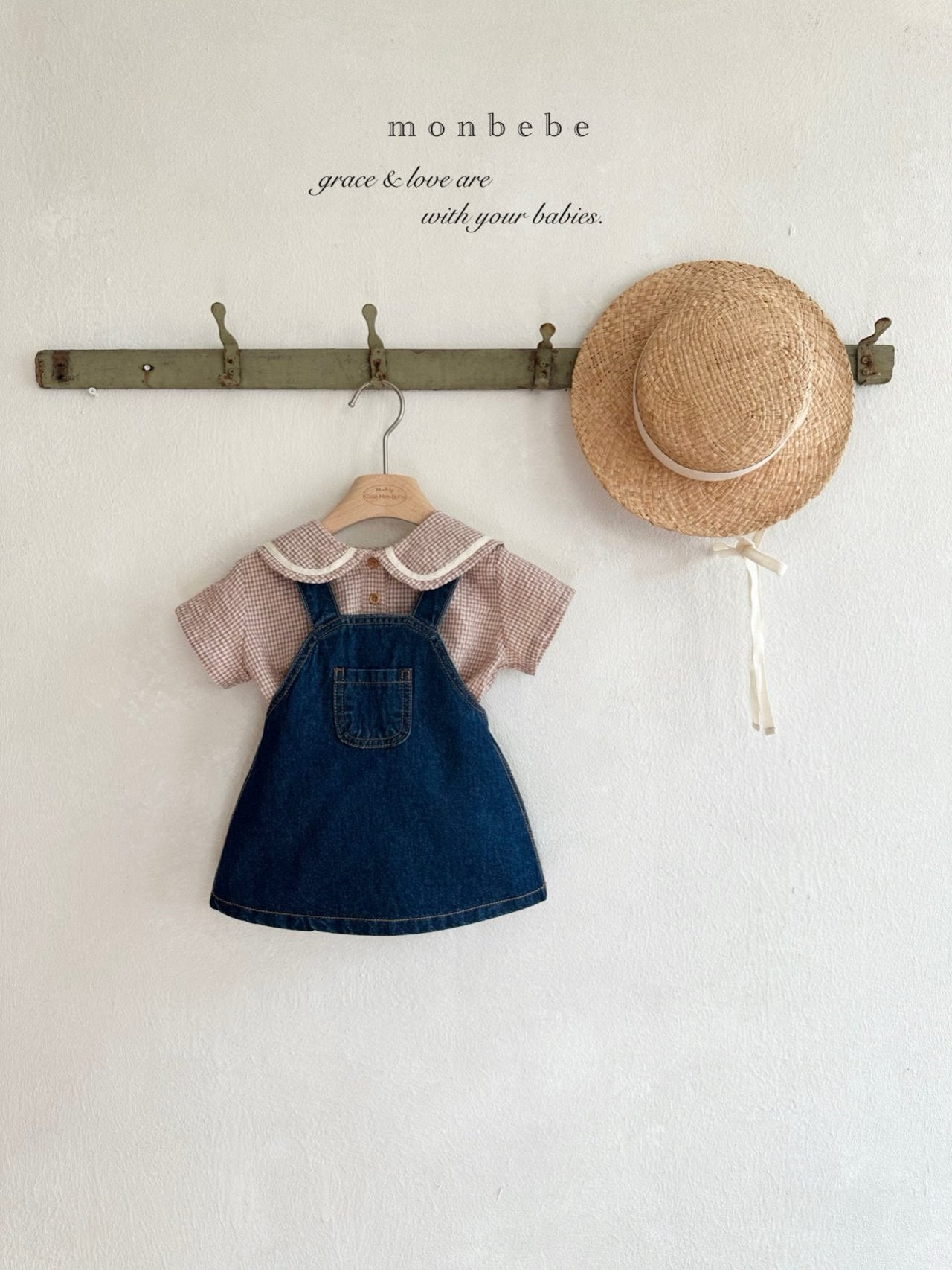 bonbon denim suspender skirt / monbebe -30