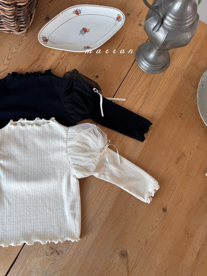 dot mesh t-shirt-marron-23