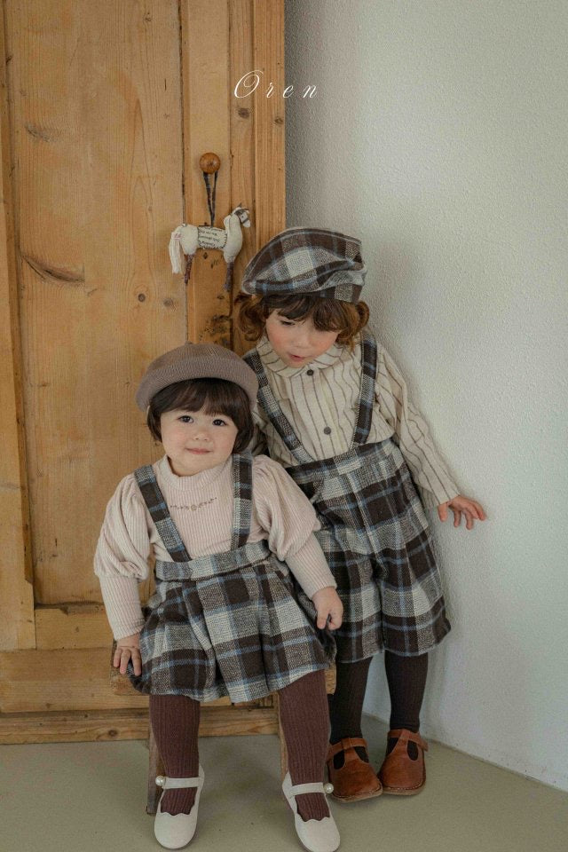 Brunel Check Beret-OREN-36