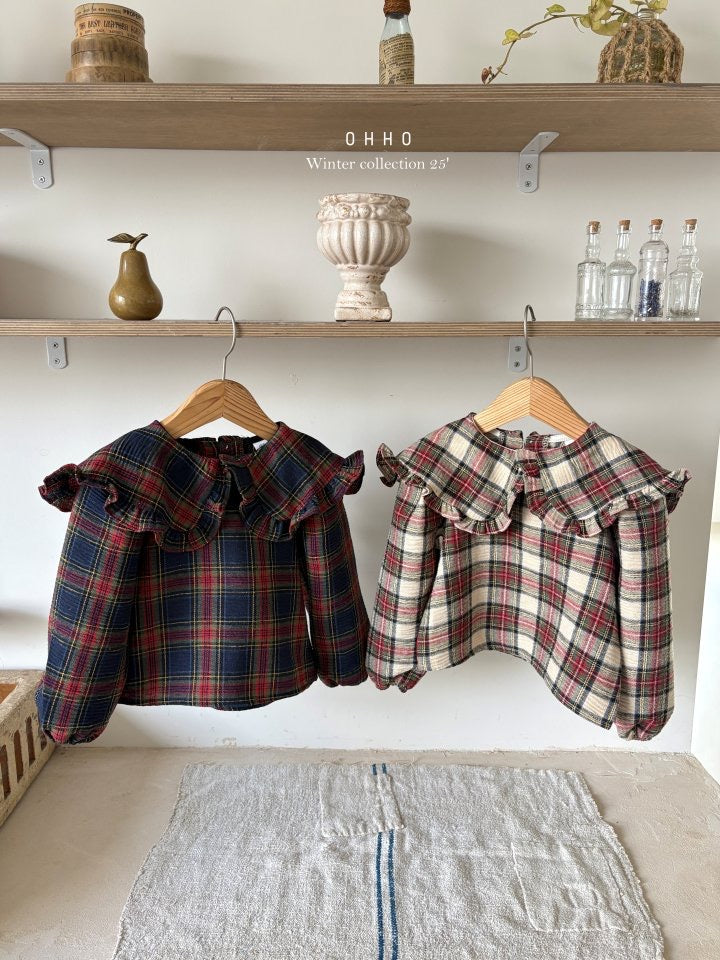 Tartan Check Collared Blouse-ohho-13