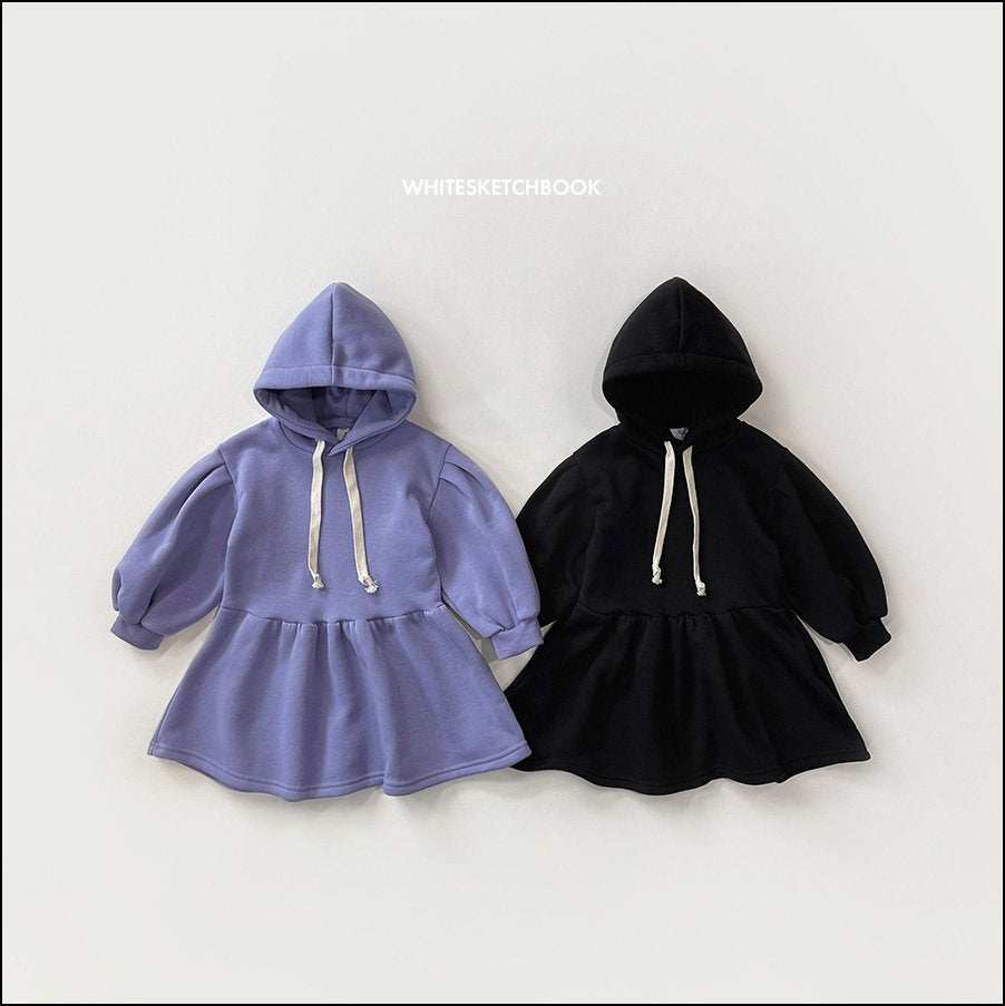 Bubble hoodie dress - white sketch book -9