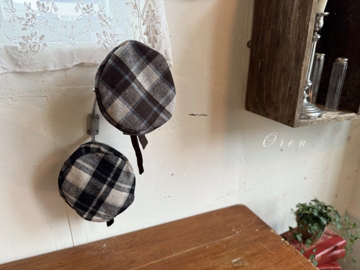 Brunel Check Beret-OREN-36