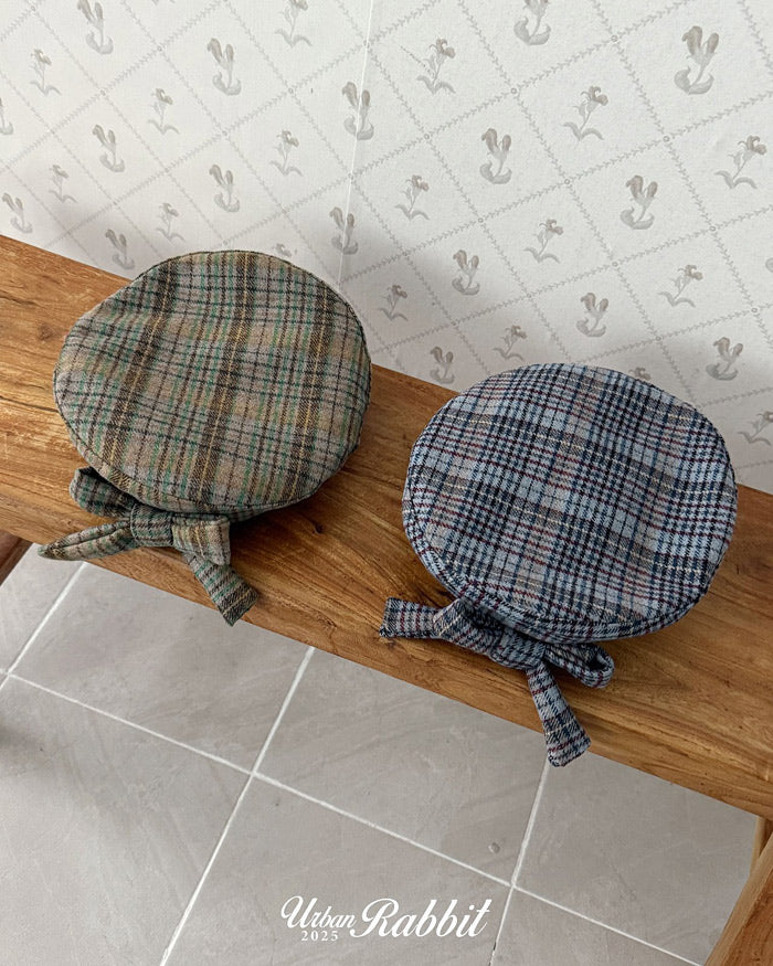 check beret ribbon pin-urban rabbit-40
