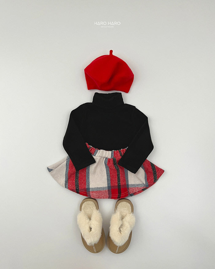 Wool Check Brushed Skirt-HAROHARO-42