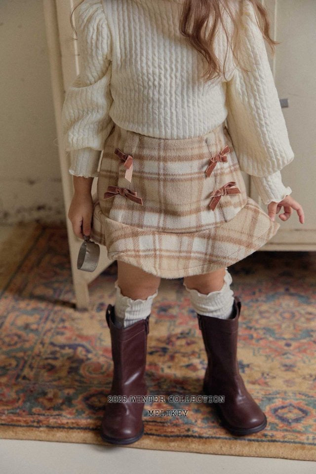 poly ribbon frill skirt-Melikey-39