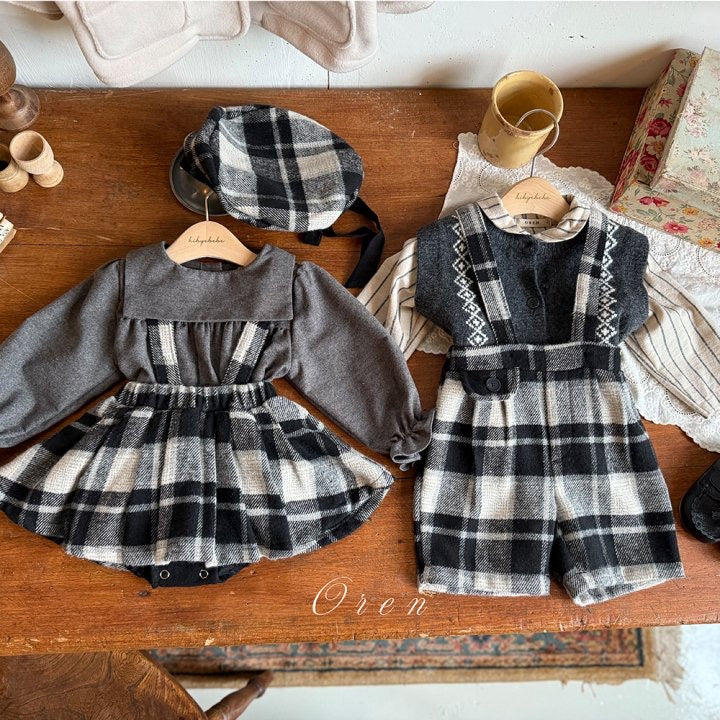 Brunel Check Suspenders Pants-OREN-37