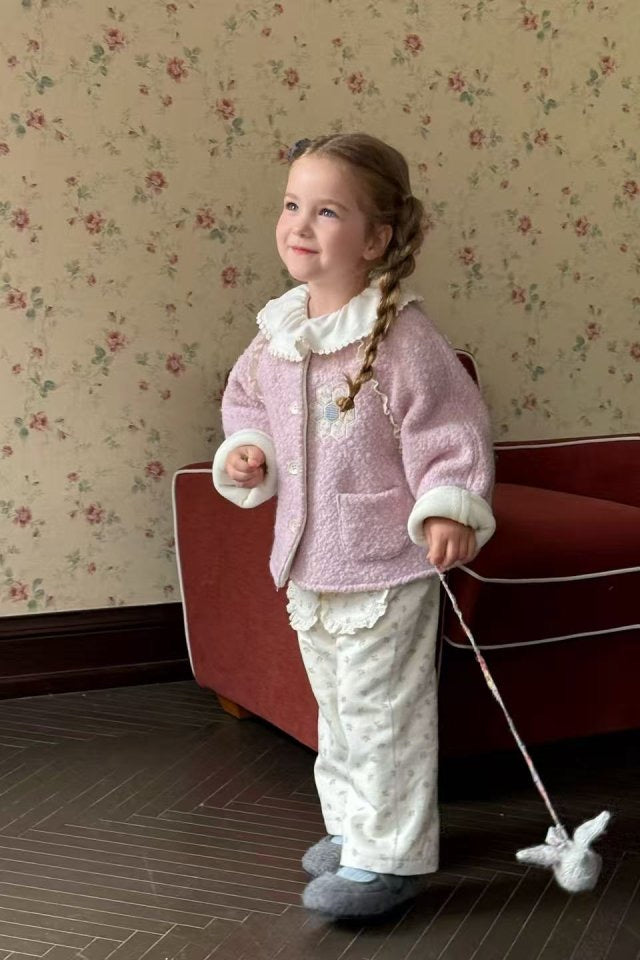 rosy pink boucle fur jacket-aiai-17
