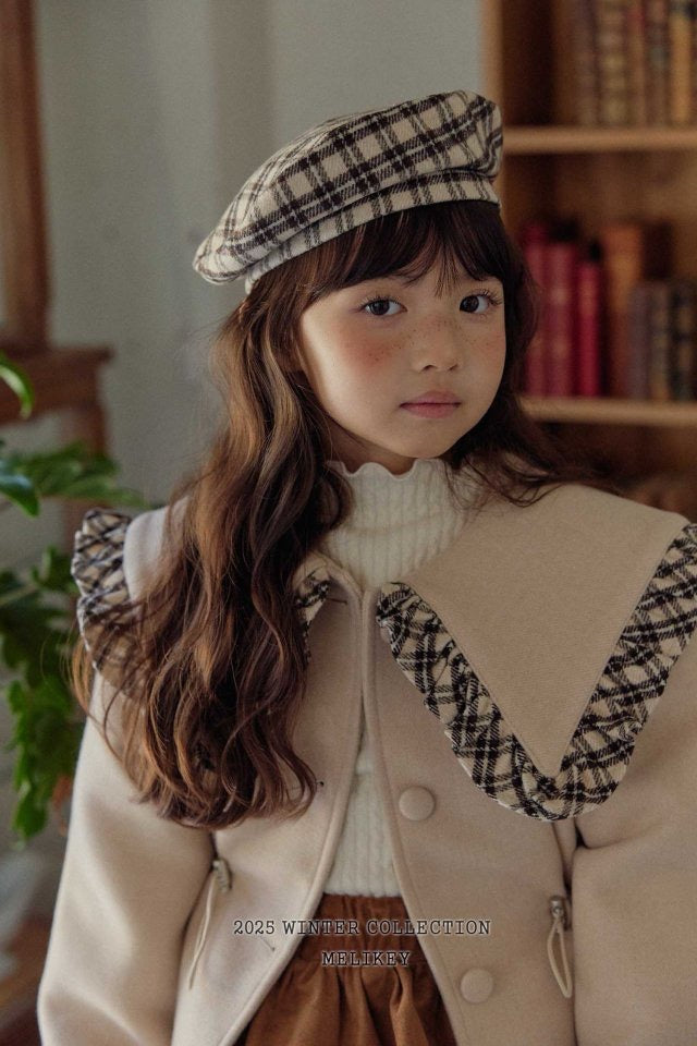 wool check beret-Melikey-50