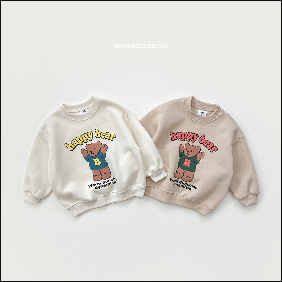 Happy Bear fleece sweatshirt - white sketch book -5