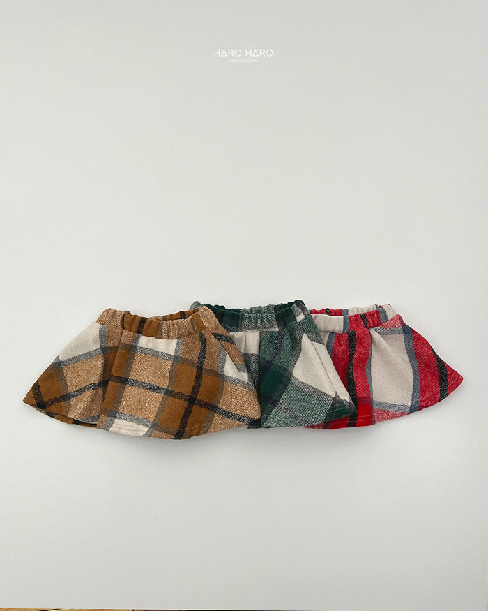 Wool Check Brushed Skirt-HAROHARO-42