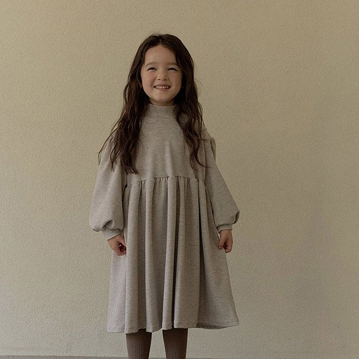 stripe mock neck dress-LINDO-32