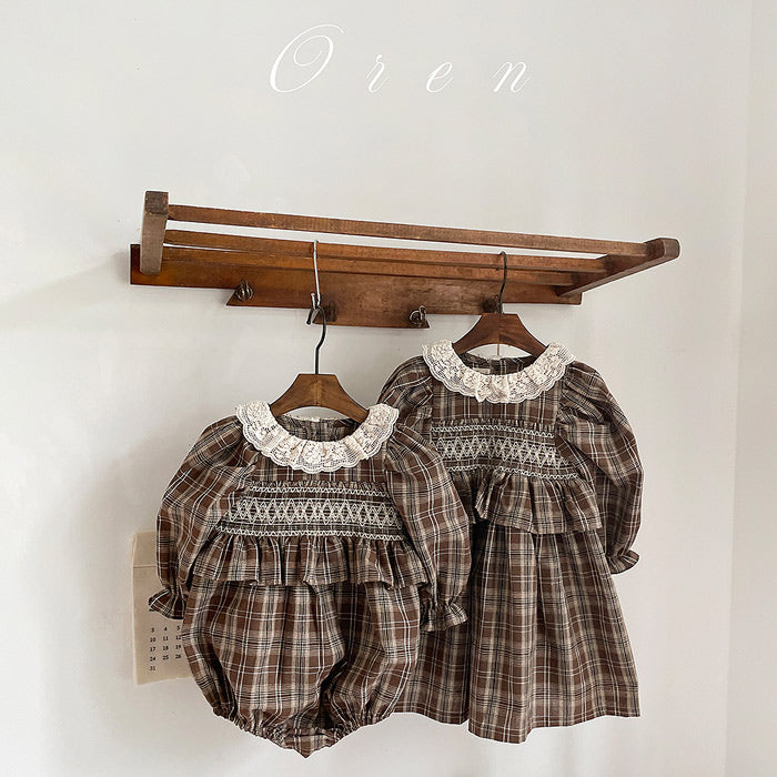 Chocolat Check Dress (Kids) - OREN-9