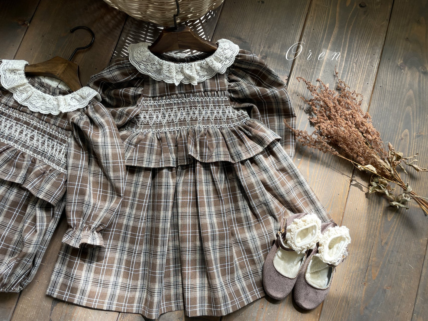 Chocolat Check Dress (Kids) - OREN-9